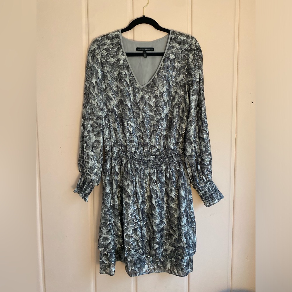 White House Black Market Gray/Silver Patterned Dress